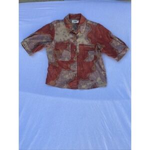 Anthropologie/Porridge Women Shirt Sz S Smoky Orange Corduroy Button Up Cotton